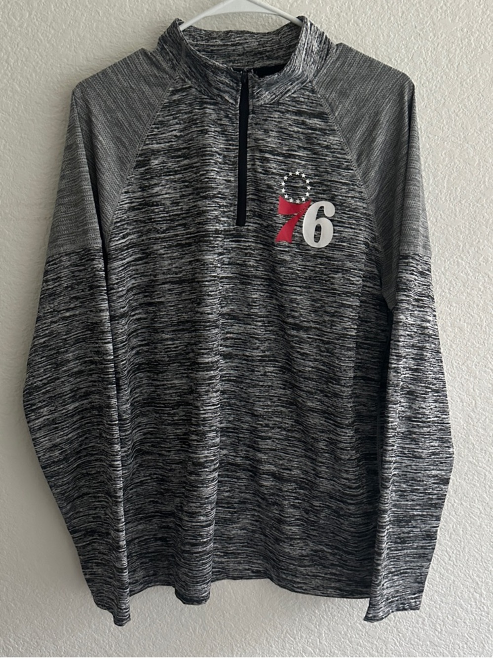 NBA Men’s Grey Quarter-Zip Pullover 76ers Size Medium